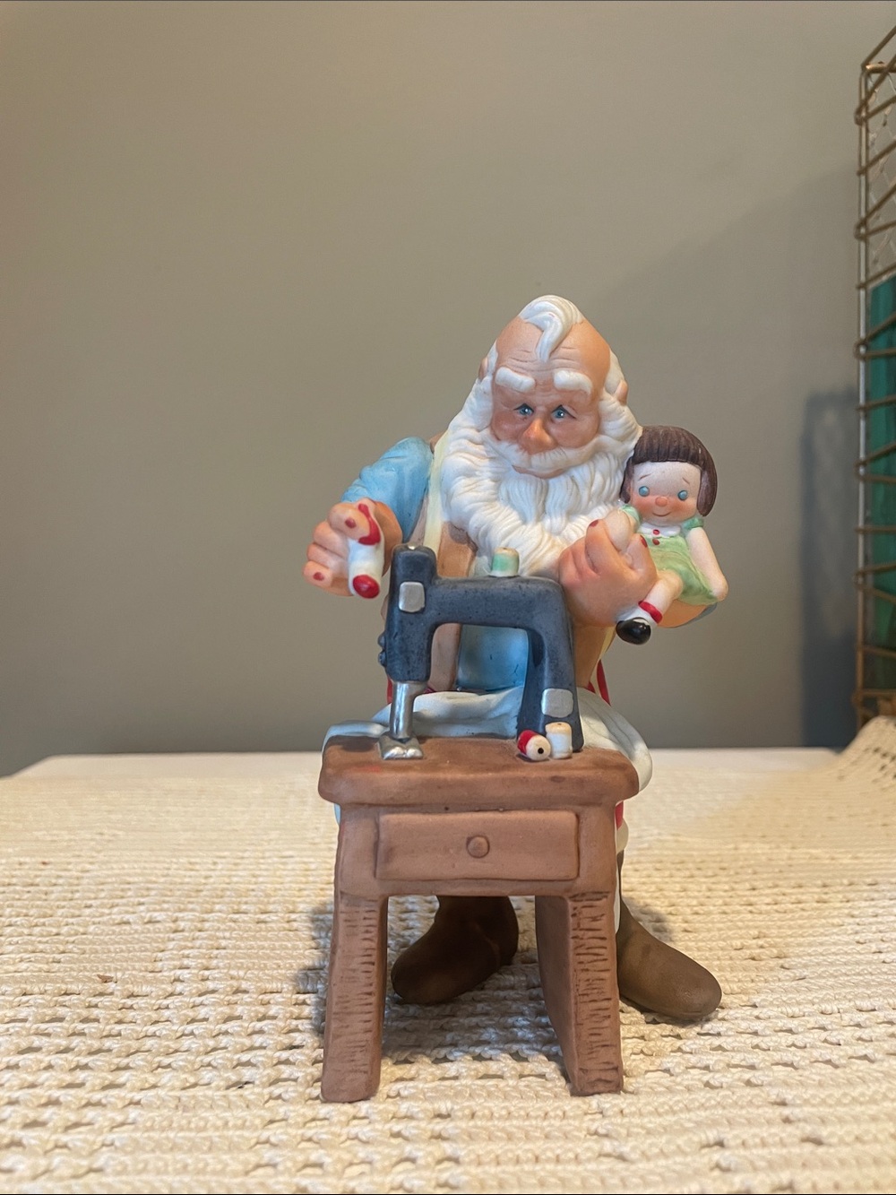 Santa at workshop holiday figurine